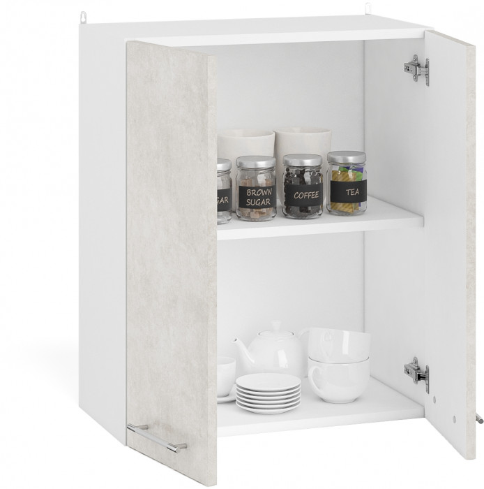 Кухня Мебель--24 ШВ600 Шкаф 60 см., цвет корпус белый/фасад МДФ бетон лофт бежевый, ШхГхВ 60х32х72 см.