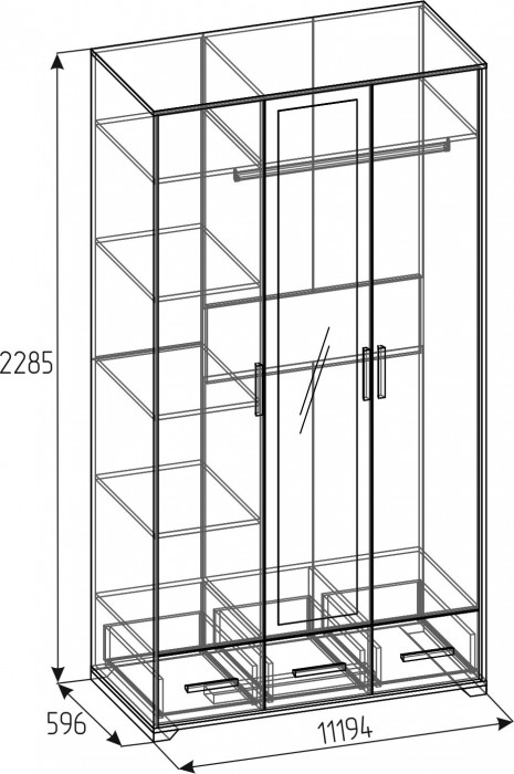 Шкаф для одежды и белья Айрис 444, дуб