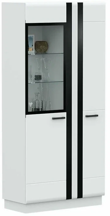 Магнолия Шкаф со стеклом высокий, белый глянец