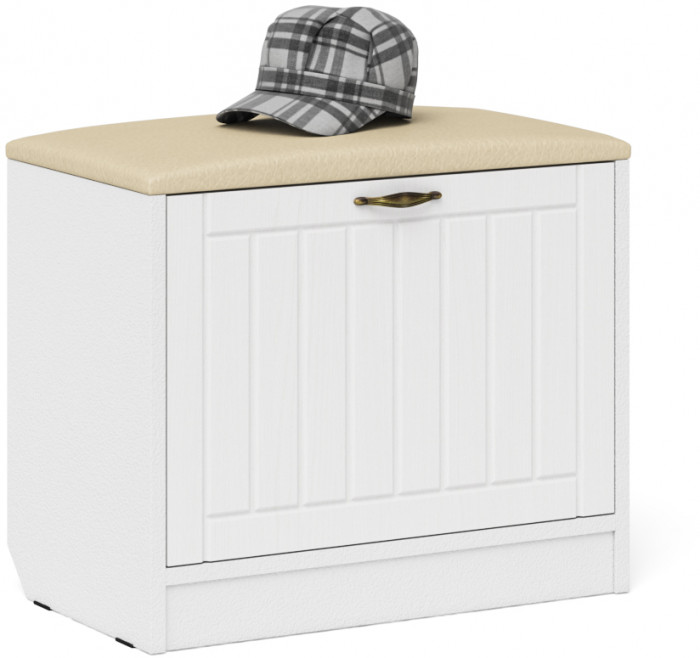 Прихожая П-6 Компоновка № 20, цвет белая шагрень/фасады МДФ белое дерево фрезеровка прованс, ШхГхВ 90х35х210 см., универсальная сборка