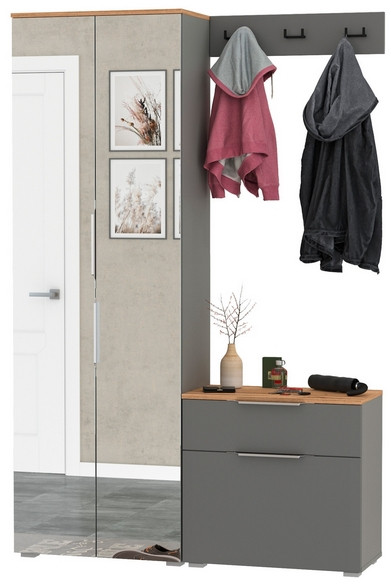 Октава Прихожая 11, серый графит/дуб крафт золотой/фасады МДФ серый графит