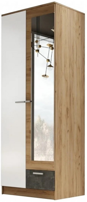 Адель Шкаф 0,8 платяной (Дуб Вотан / Белый глянец)