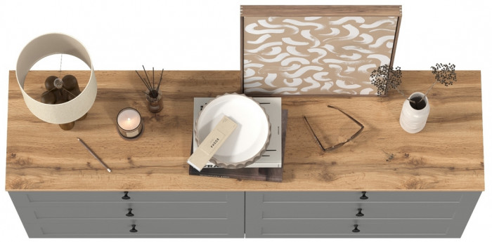 Остин 16.240 Комод, серый графит/дуб крафт золотой