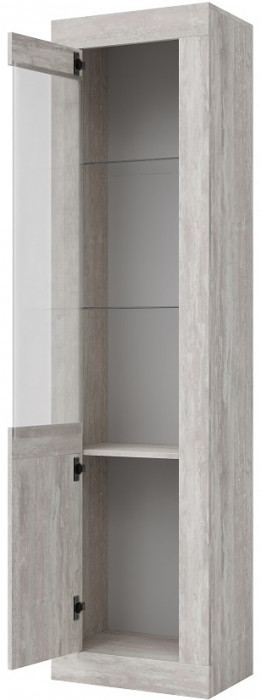 Шкаф-витрина однодверный "Лондон" - Оникс/Бетон пайн светлый