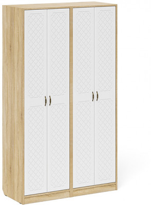 Прихожая П-6 Шкаф + Шкаф, цвет дуб сонома/фасады МДФ белое дерево фрезеровка ромб, ШхГхВ 120х50х210 см.