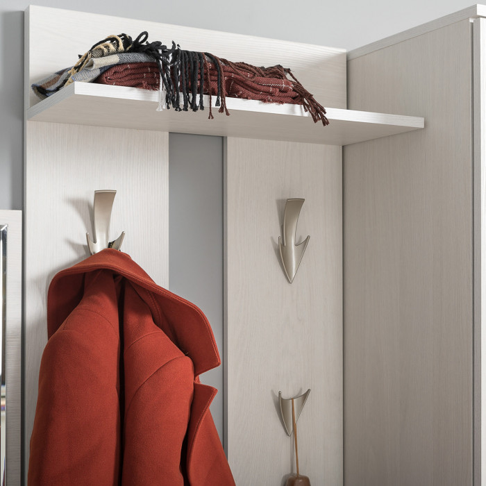 КР100 Ника прихожая 13.248 Тумба + 13.248 Тумба + 15.08 Вешалка, цвет ясень анкор светлый, ШхГхВ 107,6х38,1х207,9 см., универсальная сборка