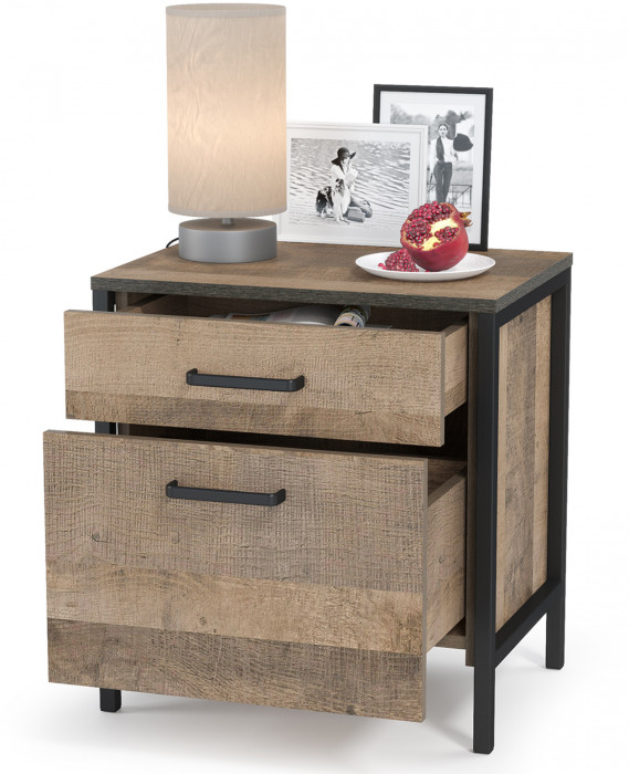 Трувор 13.290 Тумба прикроватная, цвет дуб гранж песочный/интра, ШхГхВ 50х36,6х54,4 см.