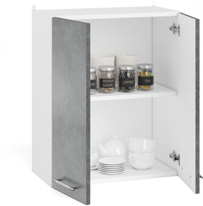 Кухня Мебель--24 ШВ600 Шкаф 60 см., цвет корпус белый/фасад МДФ бетон лофт графит, ШхГхВ 60х32х72 см.