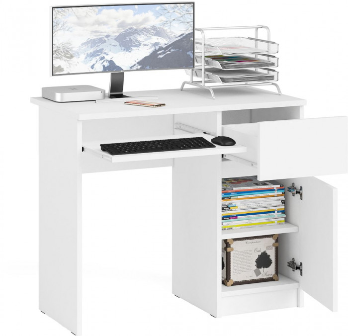 Мори компьютерный стол МС-1 правый, белый