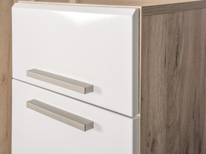 Лайн Прихожая № 02, дуб крафт серый/фасады МДФ белый глянец