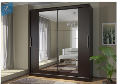 Шкаф-купе Комфорт 12 Прайм с прямыми зеркалами 200 (Дуб Крафт белый)