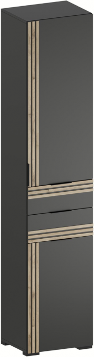 Нао Шкаф-пенал ШК-4015 с ящиками, Графит/Графит, Дуб Вотан