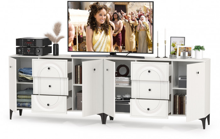 Валенсия Спальня 13.309 Комод + 13.309 Комод, ЛДСП белый шагрень/МДФ белый шагрень