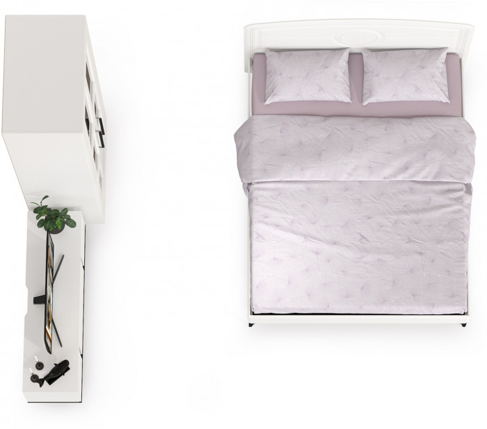 Валенсия Спальня № 25, цвет ЛДСП белый шагрень/чёрный/МДФ белый шагрень, ортопед есть, сп. м. 1600х2000 мм., б/м