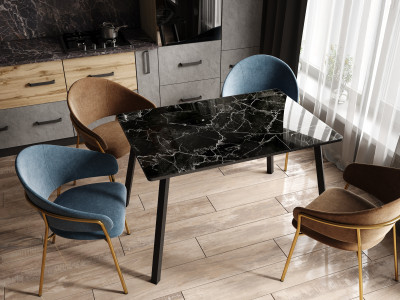 Стол обеденный Лофт 1200х800 фотопечать, Мрамор черный