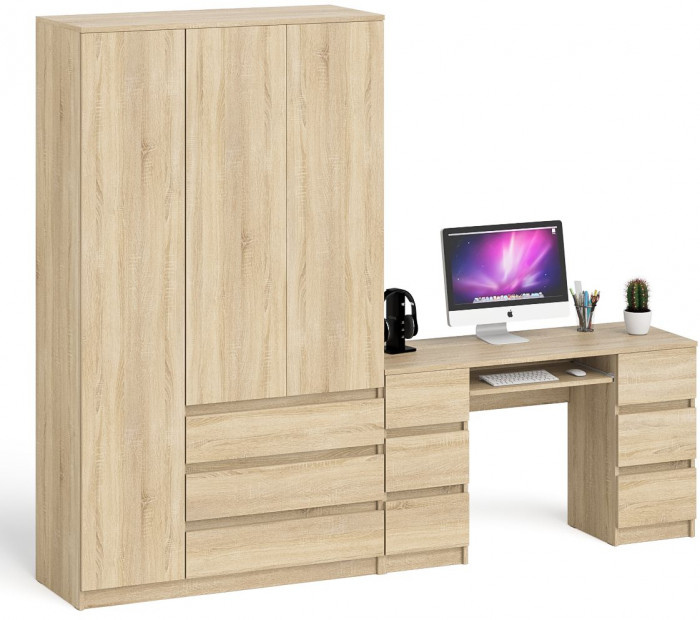 Мори компьютерный стол МС-2 + Шкаф МШ1200.1, дуб сонома