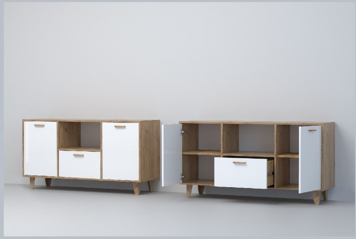 Эго Тумба Т-2 НГ (Глянец Белый/Дуб Крафт Золотой)