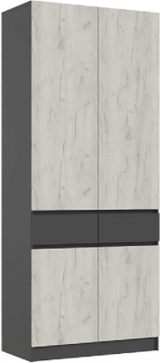Роджина Шкаф двухстворчатый (Крафт белый, Графит)