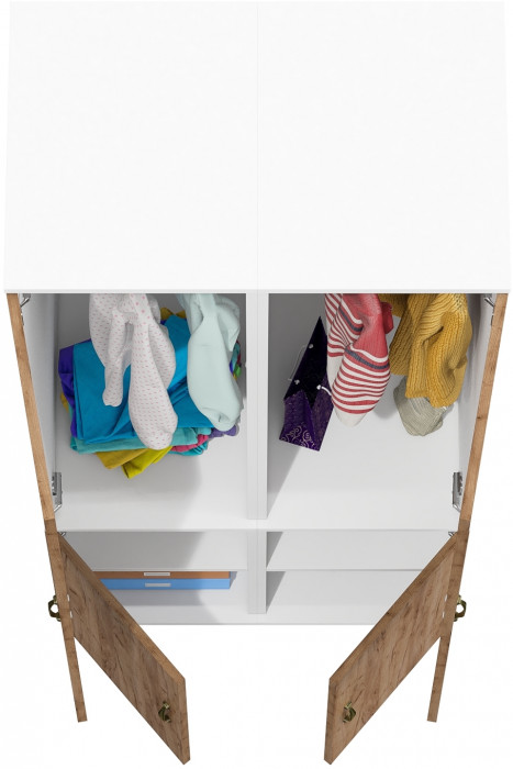 Лидер-8 Пенал МД 23Б 2 шт., цвет белый шагрень/крафт золото, ШхГхВ 80х50х190 см., универсальная сборка