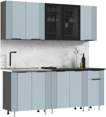 Кухня Виктория 2,0м Пластер скай/графит