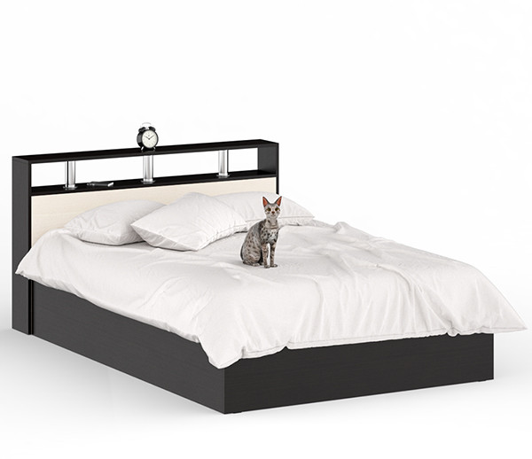 Камелия Кровать 1400, цвет венге/дуб лоредо, ШхГхВ 143,5х217х78,2 см., сп.м. 1400х2000 мм., без матраса, основание есть