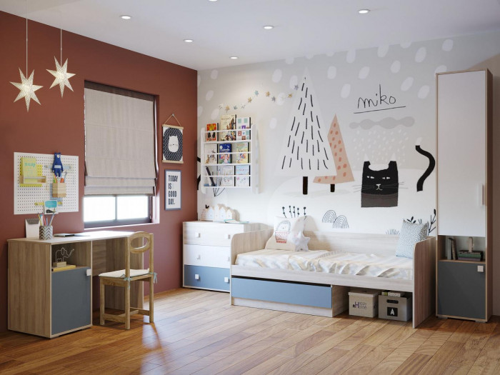 НМ 041.67 Комод Элиот Белый/Маренго/Баунти Песочный