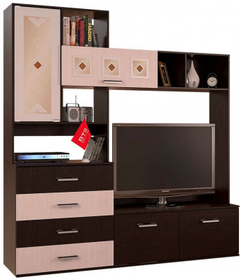 &quot;Белла&quot; центр. секция (2000х2120х470) венге/дуб атланта (замена на венге/ясень белый)