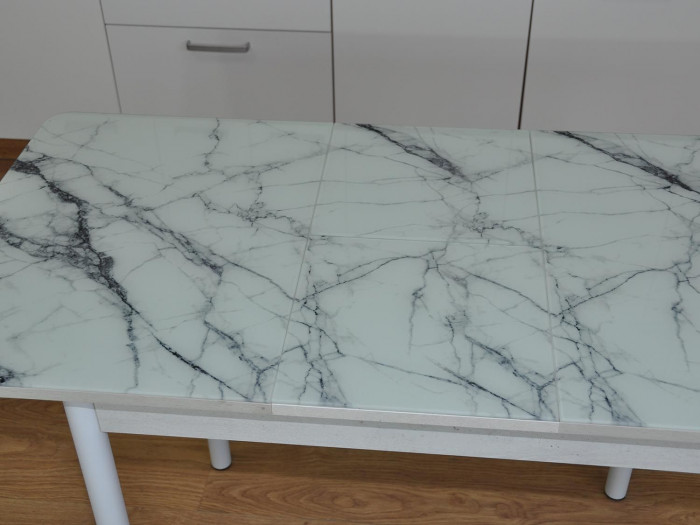 Нью йорк фотопечать стол обеденный раздвижной / белый мрамор/бетон белый/белый