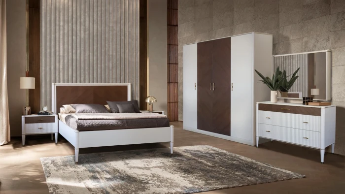 Модульная спальня "Тиволи" из массива дуба, набор 1 - Латте (лак)