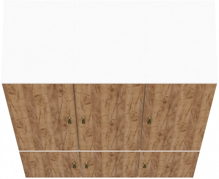 Лидер-8 Пенал МД 23Б 3 шт., цвет белый шагрень/крафт золото, ШхГхВ 120х50х190 см., универсальная сборка