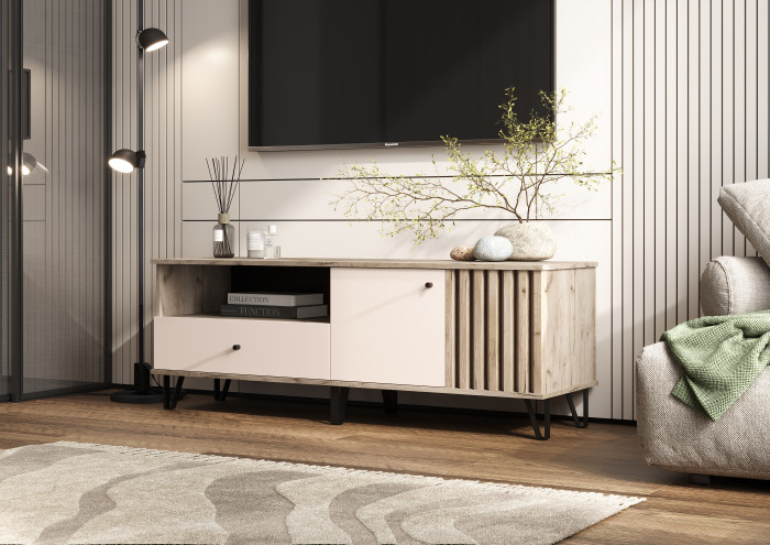 Роджина Тумба ТВ 1500, Дуб крафт серый/Кашемир