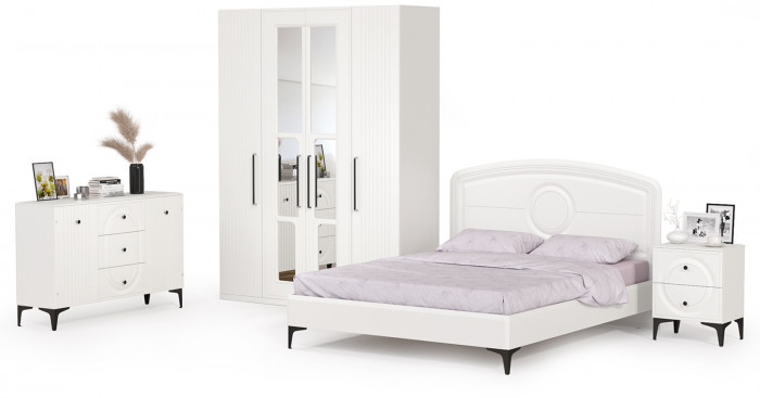 Валенсия Спальня № 31, цвет ЛДСП белый шагрень/МДФ белый шагрень, ортопед есть, сп. м. 1600х2000 мм., б/м