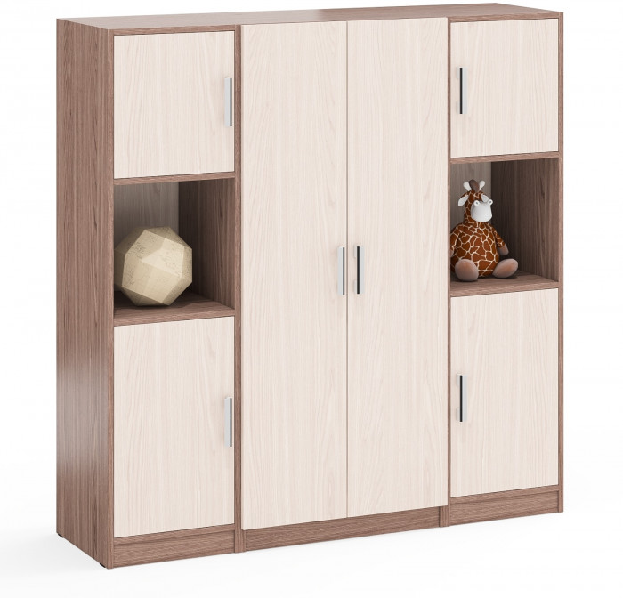 Шкаф С-МД-СК9Ш+Пенал С-МД-СК9П+Пенал С-МД-СК9П, цвет ясень шимо светлый/ясень шимо тёмный, ШхГхВ 156х45х160 см., универсальная сборка
