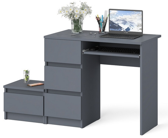 Мори компьютерный стол МС-6 левый + Тумба ТМП400.1, графит
