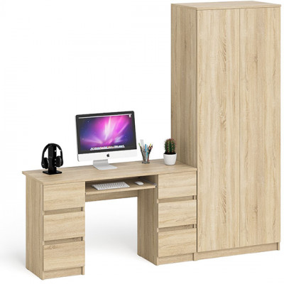 Мори Стол компьютерный МС-2 + Шкаф МШ800.1, цвет дуб сонома, ШхГхВ 215,8х50,4х209,6 см., универсальная сборка