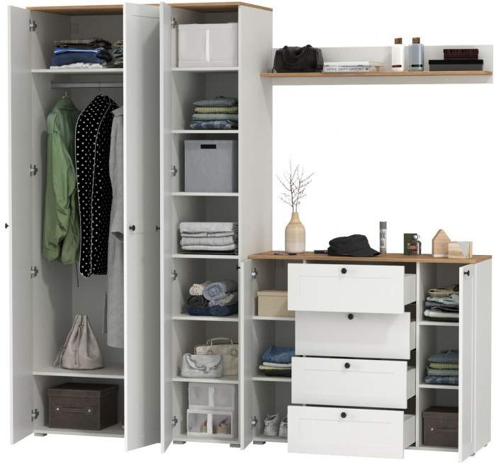 Остин Прихожая 75, белый шагрень/дуб крафт золотой