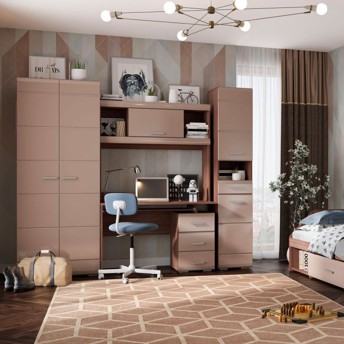 Симба стол компьютерный (1200*750*590) дуб белфорт/белый глянец