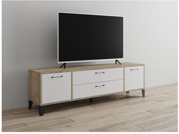 Тумба ТВ Парус-13 дуб крафт серый/белый