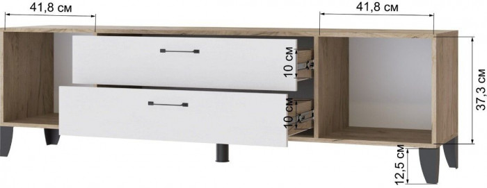 Тумба ТВ Парус-13 дуб крафт серый/белый