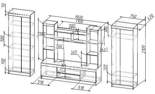 Гостиная Гамма-2 ЛДСП (Ясень шимо темный / светлый)