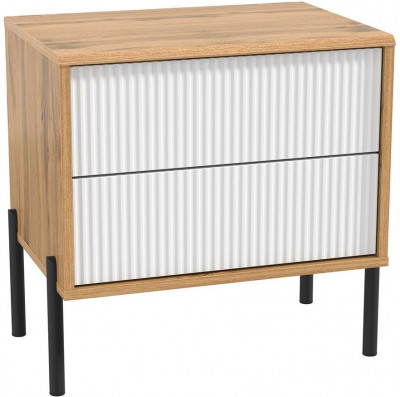 Тумба прикроватная 72.09 Кензо Дуб Вотан / Белый глянец снег