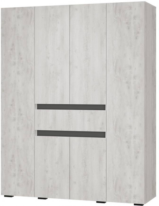 Шкаф 4-х створчатый Мрия ШК-13, Бетон пайн светлый, Графит