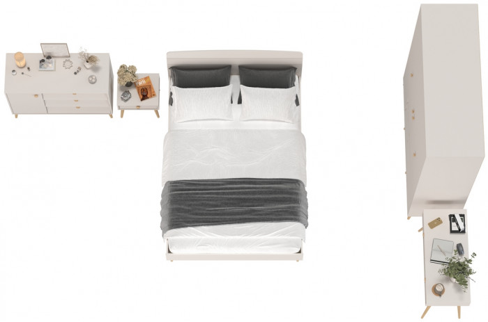 Афина Спальня 32-1400, цвет кашемир серый, сп.м. 1400х2000 мм., б/м, основание есть - фанера