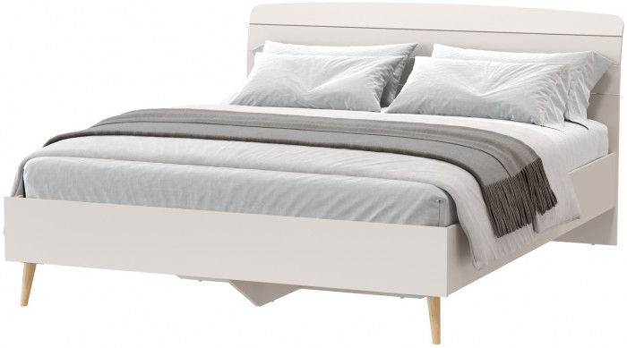 Афина Спальня 4-22901М1к.с. Кровать 1600, цвет кашемир серый, ШхГхВ 164,6х210,2х95,6 см., сп.м. 1600х2000 мм, б/м, основание есть - фанера, ножки: тик