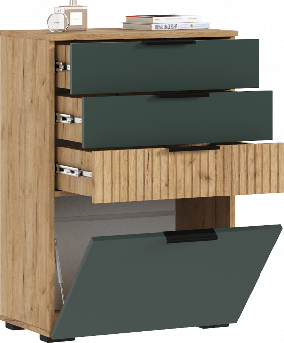 Комод 600 Роджина, Дуб крафт/Изумрудный