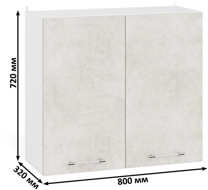 Кухня Мебель--24 ШВ800 Шкаф 80 см., цвет корпус белый/фасад МДФ бетон лофт бежевый, ШхГхВ 80х32х72 см.