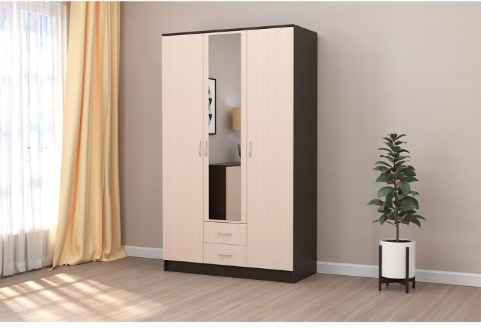 Кэт-7 Шкаф 3-створчатый (Крафт золотой / Графит)