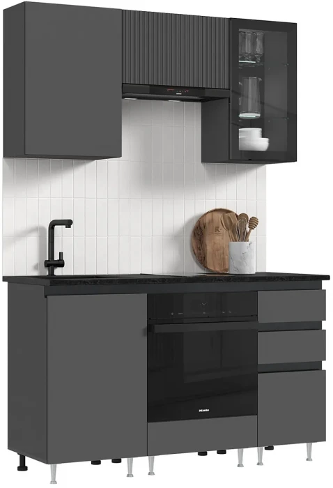 Кухня Техно-6 1,5м Графит/Графит софт