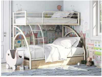 Двухъярусная кровать Виньола-2ЯЯ (с укороченной лестницей) (Белый)