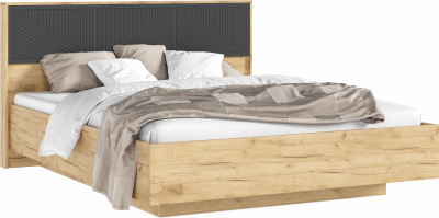 Сильвия Кровать парящая 1,6м (ортопед металл) с подсветкой Браш Графит/Дуб Крафт, Дуб Крафт